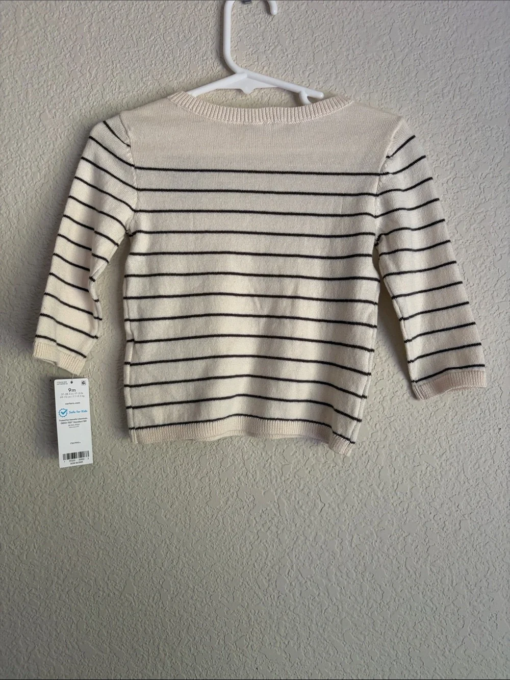 Carter's Cream & Black Striped Kids Sweater with Sheep Accent Set